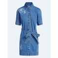thumbnail image 5 of Free Assembly Women's and Women's Plus Embroidered Denim Mini Shirtdress with Belt, Sizes XS-4X, 5 of 6
