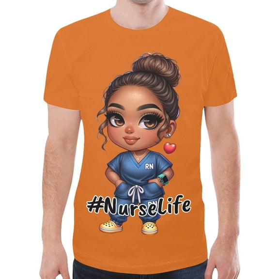 Nurselife_Orange2 New All Over Print T-shirt (Size:XS;)
