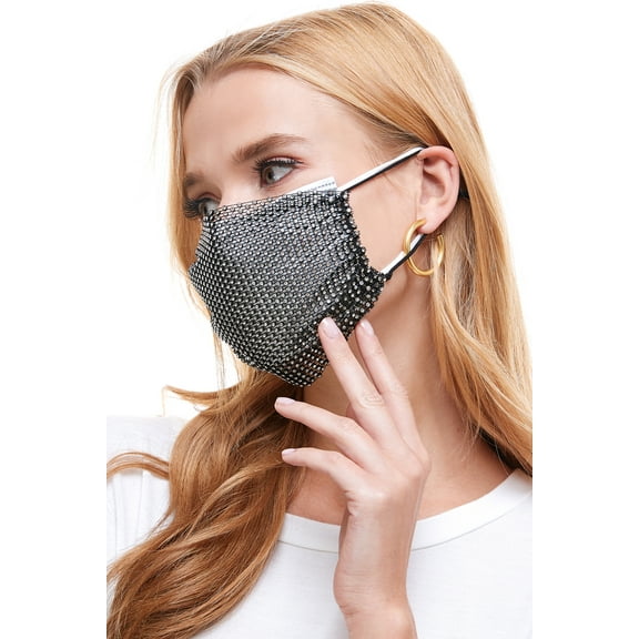 Rhinestone Fish-net Fashion Cover Over Personal Face Mask