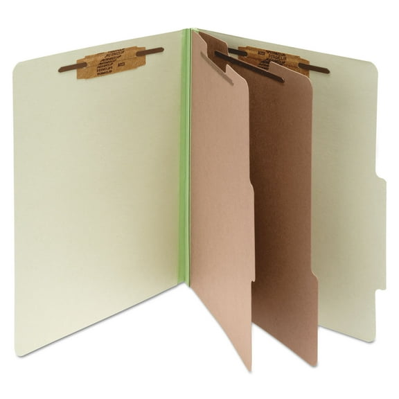 Acco Pressboard Classification Folders, 2 Dividers, Letter Size, Leaf Green, 10/Box (15046)