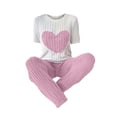 thumbnail image 4 of Valentine's Day Matching Pajamas for Couples Fall Fashion Must Have Women Pajama Sets Crew Neck Women's Sleepwear Elbow Sleeve Womens Pjs Sets Purple, 4 of 8