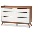 thumbnail image 2 of 2 Piece Modern Dresser and Nightstand Set in White and Walnut, 2 of 17