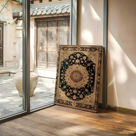 Velto Vintage Persian Style Canvas Art Ornate Rug Pattern Traditional Boho Tapestry Wall Decor, SIZE 8x10 INCLUDE Pine Wood Frame 1.25-Inch