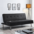 thumbnail image 6 of Alden Design 66" Modern Fabric Convertible Futon Sofa Bed with USB, Black, 6 of 14