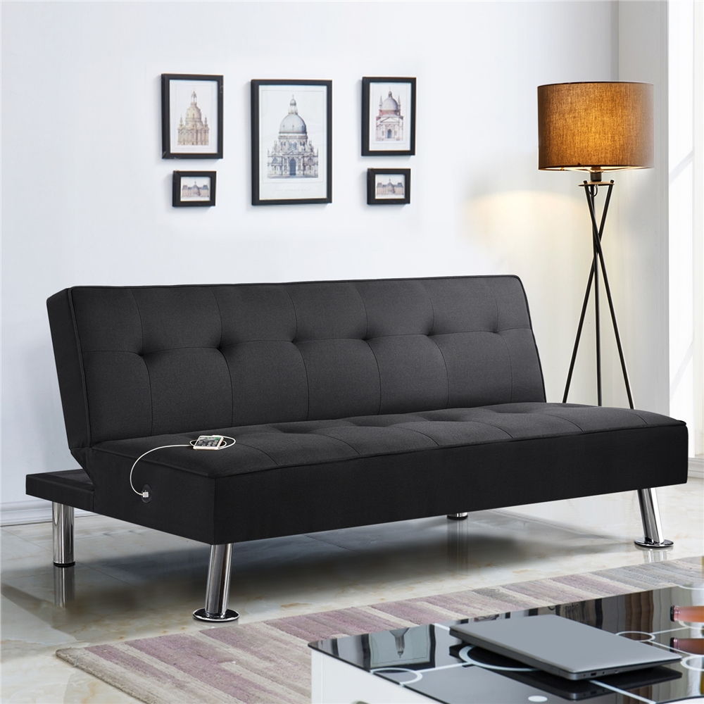 Alden Design 66 in Modern Futon with USB Charging Ports photo 5