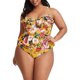 thumbnail image 4 of Trajes de baño de talle alto para mujer de talla grande Bikini Floral Peplum Tankini Tops Control de barriga Traje de baño de 2 piezas Adepaton HMHZ259-2, 4 of 5