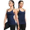 thumbnail image 2 of NELEUS Womens Yoga Tank Tops Racerback Athletic Workout Strap Camisole Shirts,Black+Gray+Navy Blue,US Size M, 2 of 7