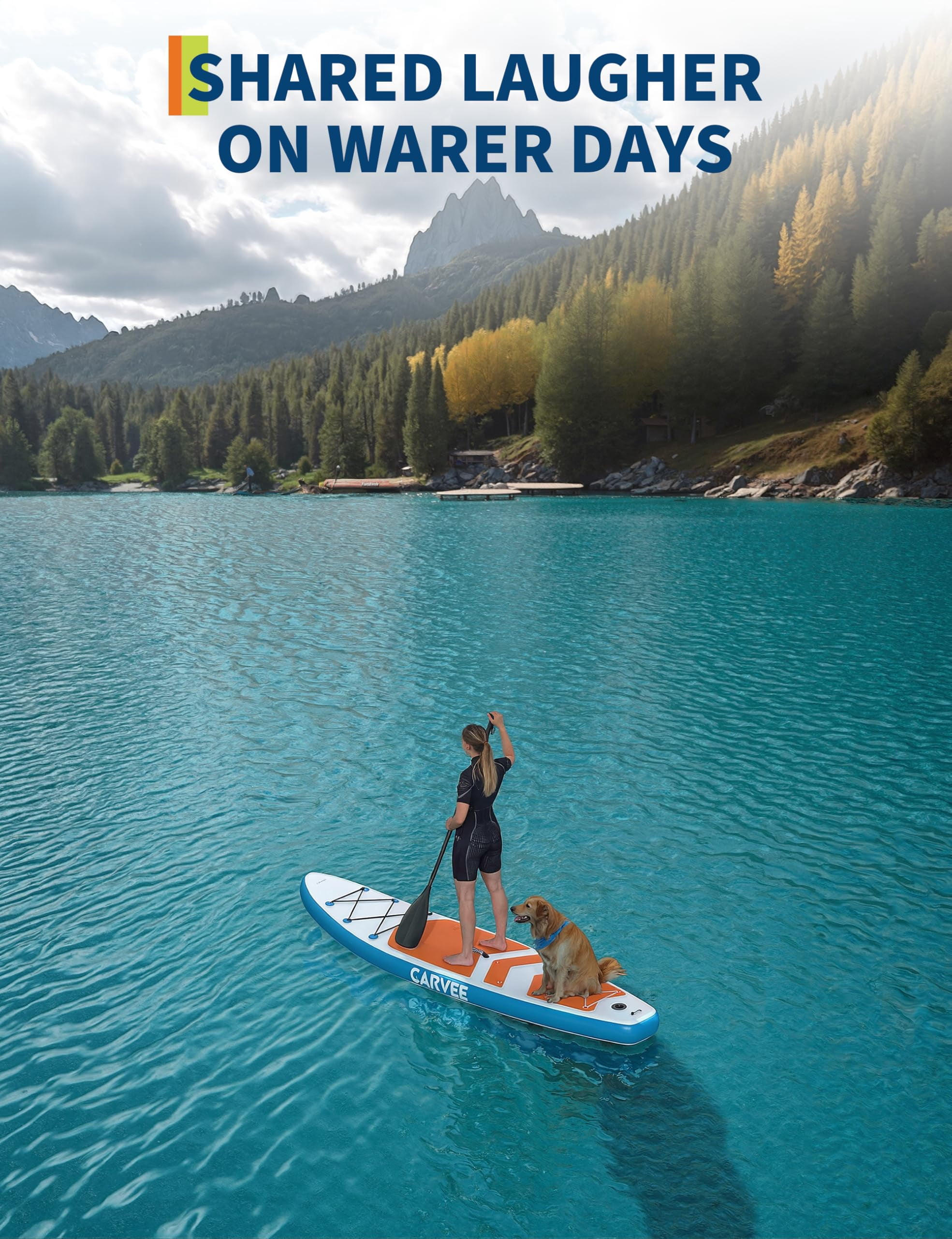 Inflatable Paddle Board for Adults, Paddleboard Wide Stable with Premium SUP Paddle Board Accessories, Non-Slip EVA Deck, Ultra-Light Carry Bag, Pump,  for Sea and Lakes