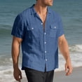thumbnail image 7 of Men's Summer Linen Shirts Casual Short Sleeve Button Down Solid Color Blouse Beach Vacation Essentials, 7 of 7