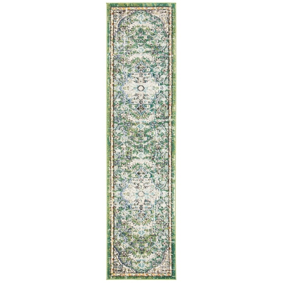 SAFAVIEH Madison Joandra Southwestern Runner Rug, Green/Turquoise, 2'2" x 20'