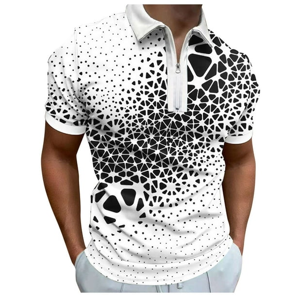 Cathalem Polos pour Hommes en Tricot Côtelé Polos T Shirts Fashion Casual Golf Chemises, Noir XXL
