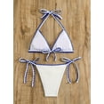 thumbnail image 2 of New Ladies Bikini Two-piece Fashion Sexy Backless White Solid Color Blue Lace Beachwear Swimsuit, 2 of 8
