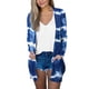 thumbnail image 1 of Moda mujer casual bolsillo manga larga impreso cubrir tops cárdigan Pompotops  qwe21627, 1 of 4