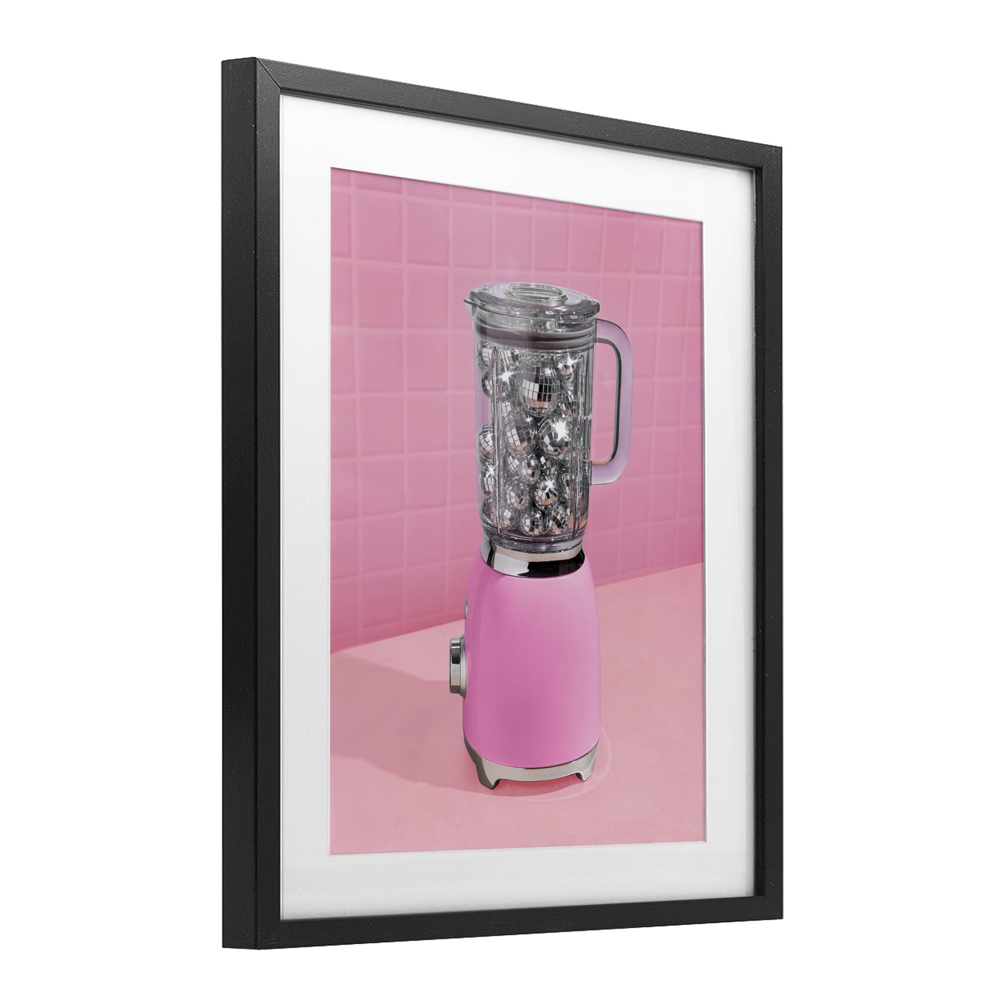 Stupell Industries Disco Drink Blender over Pink Black Framed Print Under Glass, design by LISH Creative