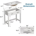 thumbnail image 3 of 36" Ceramic Bathroom Vanity Sink Top for Bathroom Vanity, Modern White Vanity Top for cabinet with Triple 3 Faucet Holes, 3 of 4