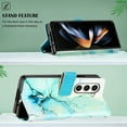 thumbnail image 5 of for Samsung Galaxy Z Fold 5 PU Leather Wallet case, Marble Pattern Credit Card Holder,Flip Folio Book Kickstand Cover Women Men with Long Strap for Samsung Galaxy Z Fold 5 5G, Green, 5 of 6