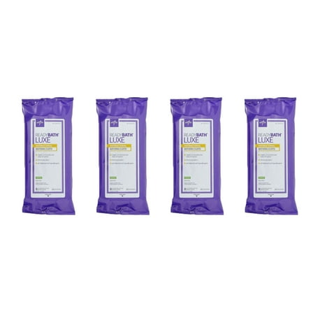 Medline ReadyBath LUXE Antibacterial Bathing Wipes Scented 8 Wipes Per Pack , 4 Pack -MSC095100