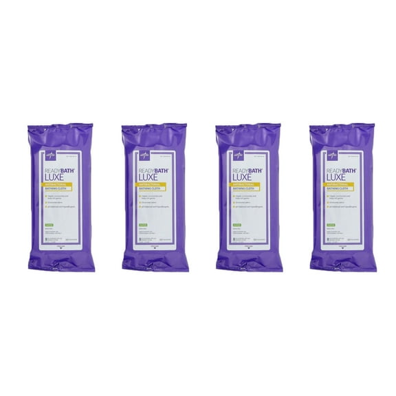Medline ReadyBath LUXE Antibacterial Bathing Wipes Scented 8 Wipes Per Pack , 4 Pack -MSC095100