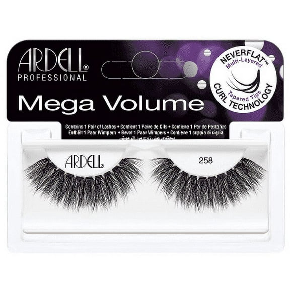 Ardell Professional Mega Volume Lashes - 258 - Pack of 1 with Sleek Comb