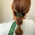 thumbnail image 6 of St. Patrick's Day Hair Scarf Scrunchie Green Shamrock Elastic Hair Scrunchies for Women Ponytail Holder Hair Accessories, 6 of 6