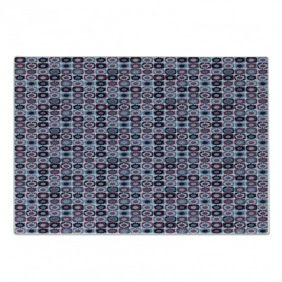 Floral Cutting Board, Repetitive Pattern of Flower Art Designs, Decorative Tempered Glass Cutting and Serving Board, in 3 Sizes, by Ambesonne