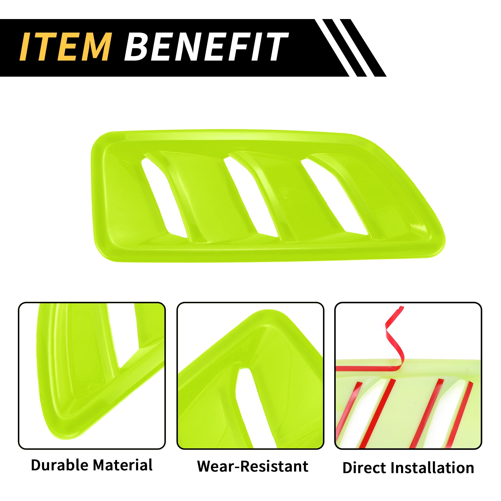 Unique Bargains 1 Pair Car Front Hood Air Outlet Vent Cover Trim for Jeep Wrangler JL JLU Gladiator 2018-2024 Hood Engine Bonnet Air Vent Outlet Cover Bezels ABS Green