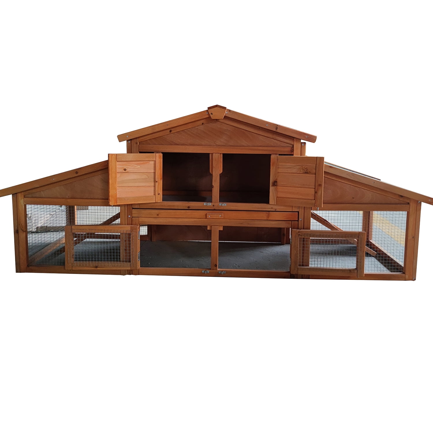 Pefilos 70" Large Wooden Outdoor Rabbit Hutch Chicken Coop with Ramp, Weatherproof Roof, UV Resistant, Indoor Outdoor Double Layer Luxury Pet Cage, Natural Pefilos 70" Large Wooden Outdoor Rabbit Hutch Chicken Coop with Ramp, Weatherproof Roof, UV Resistant, Indoor Outdoor Double Layer Luxury Pet Cage, Natural