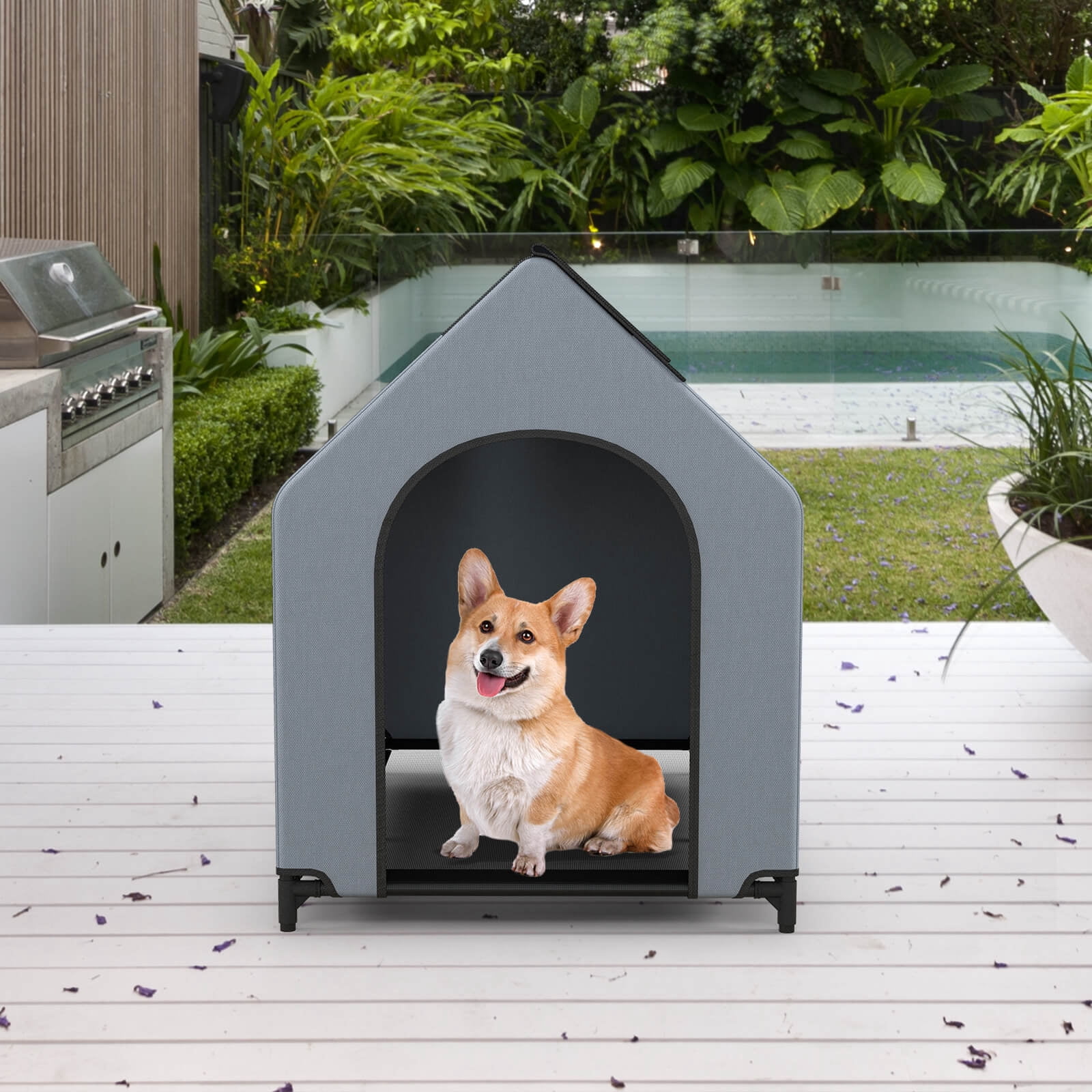 Infans 36" Elevated Dog House for Small Breeds Large Pet House w/ Ventilated Windows