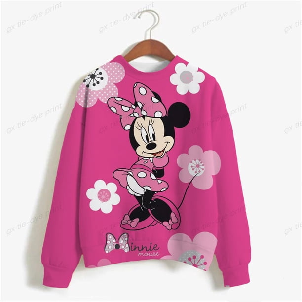 Disney Mickey Mouse Mickey Minnie 3D Cute Kawaii Sweatshirt Sweatshirt Women's Round Neck Long Sleeve Women's Korean Sweater Y2KAdult-2XL Gao Jinjia LED