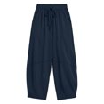 thumbnail image 6 of Guluxicc Women's Cotton Cropped Pants with Pockets Drawstring Elastic Waist Straight Leg Ankle Trousers for Summer Casual Beach Vacations, 6 of 8