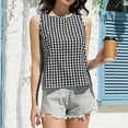 thumbnail image 4 of Delconic Women’s Sleeveless Round Neck Plaid Button Down Casual Vest Top with Gingham Pattern and Relaxed Fit for Everyday Wear Black L, 4 of 6