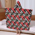 thumbnail image 5 of Red Strawberry Plants Flower Black Pattern Hooded Bath Towel，60"x35" for Ages 3 To 12 Kids, Quick Dry Lightweight Soft Microfiber Hood Beach Towel Cover Up for Kids, 5 of 7