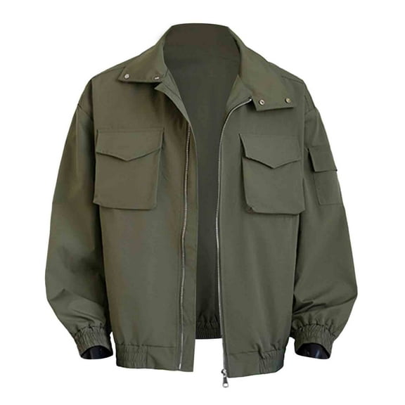 Rggeeun Mens Jacket Men's Fall Lapel Casual Versatile Fashion Jacket Vintage Fall Coat With Pockets Outwear Classic