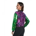 thumbnail image 4 of successthop Mardi Gras Jackets for Women Party Sequin Oversized Coat with Pockets Zip Long Sleeve Sparkly Outwear Purple, 4 of 9