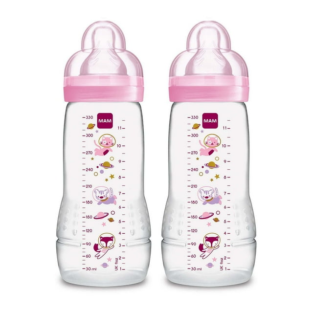 MAM Easy Active Bottle 2x11oz Bottles, Pink