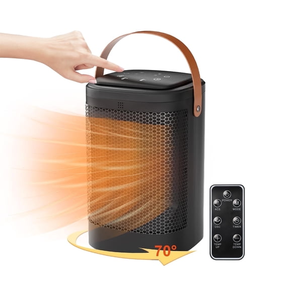 Portable Electric Space Heater for Indoor Use - 1500W with Thermostat, 12-Hour Timer, 80° Oscillation, Multi-Modes & Overheat Safety​