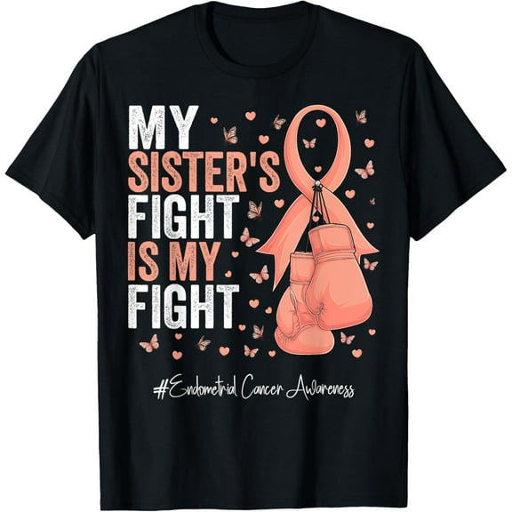 Peach Ribbon Sister Endometrial Cancer Awareness T-ShirtMen's and women's pure cotton short-sleeved shirts