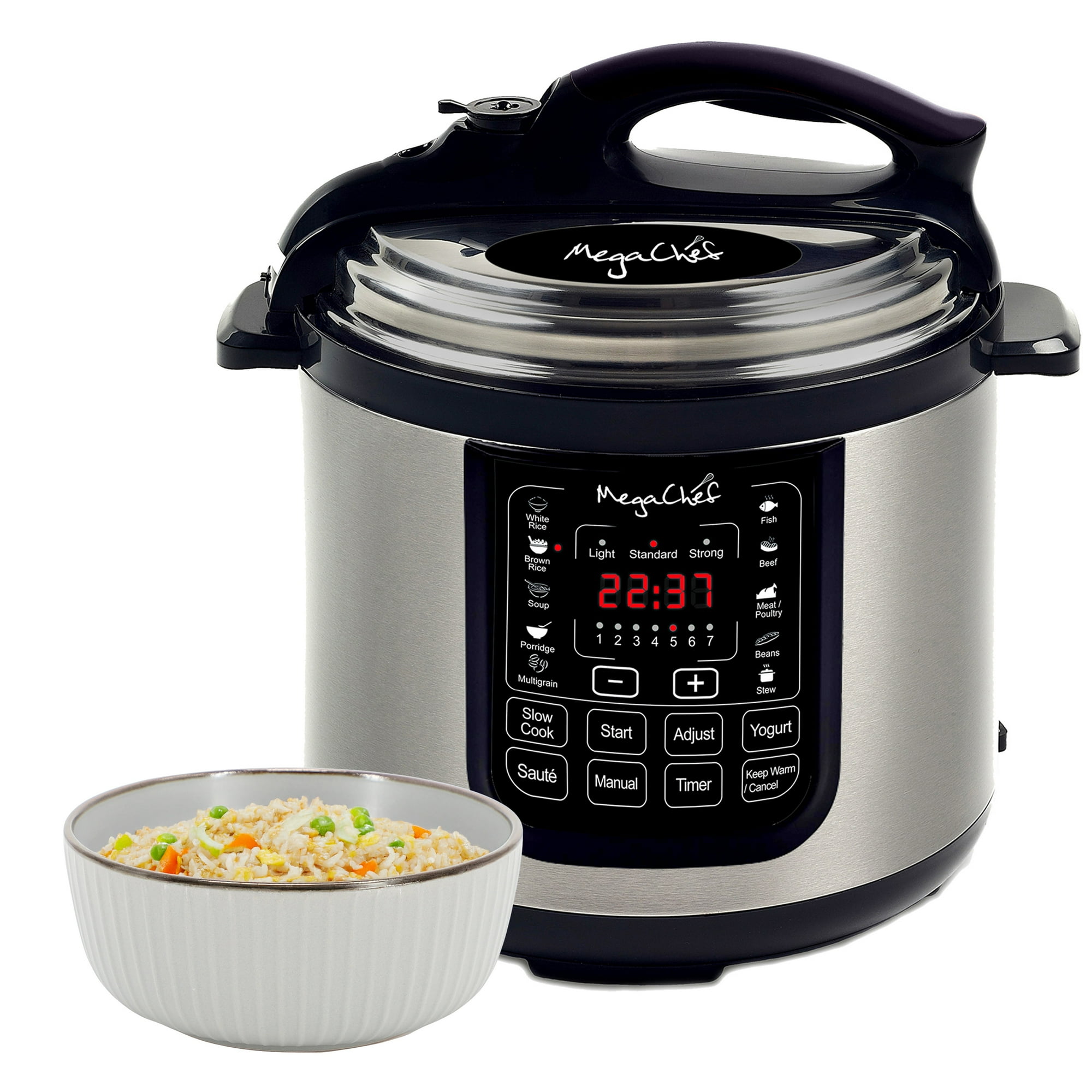 MegaChef 8 Quart Electric Pressure Cooker with 13 Pre-set Multi Function Features & Stainless Steel Pot