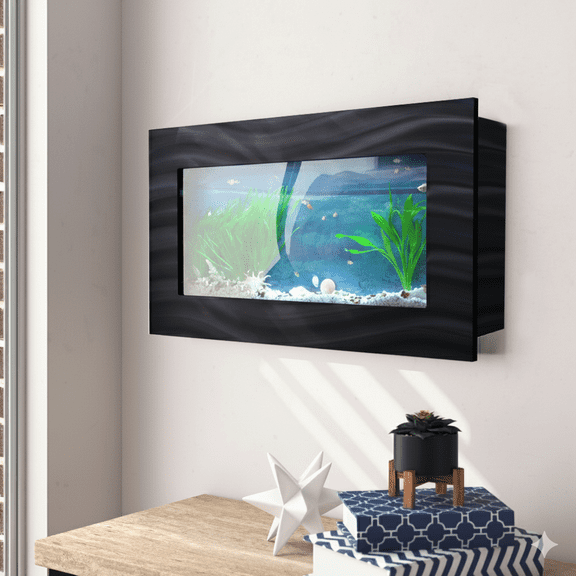 Aussie Aquariums 3.0 Modern Wall Mounted Fish Tank – Contemporary Aquatic Habitat and Living Art Display (Skyline, Black)