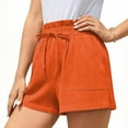 thumbnail image 4 of JMKQLZ Spring Summer Fashion Casual Solid Color Drawstring Outwear Linen Shorts For Women, 4 of 8
