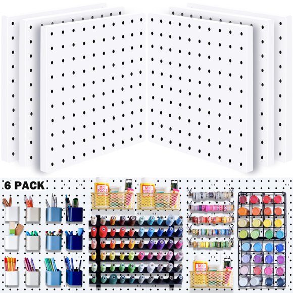 Organizador de pared con tablero perforado BOLUTDIF modular, 6 piezas, blanco