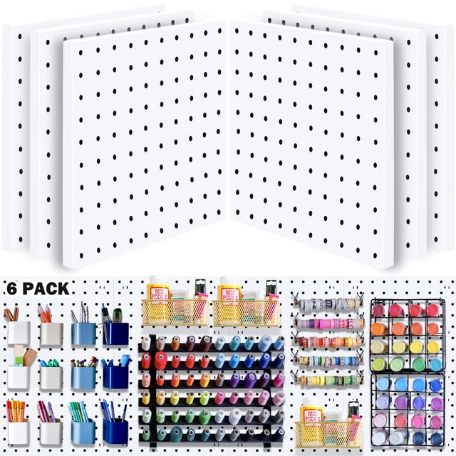 Organizador de pared con tablero perforado BOLUTDIF modular, 6 piezas, blanco
