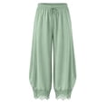 thumbnail image 4 of Women's Casual Pants Elastic Waist Patch Lace Pant With Pockets Baggy Straight Leg Trousers, 4 of 7