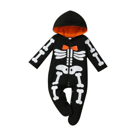 

Jdefeg 24 Month Summer Girl Clothes Toddler Kids Girls Boys Bone Prints Hooded Romper Jumpsuit Cloths 3 Month Outfit Girl Polyester Black 70