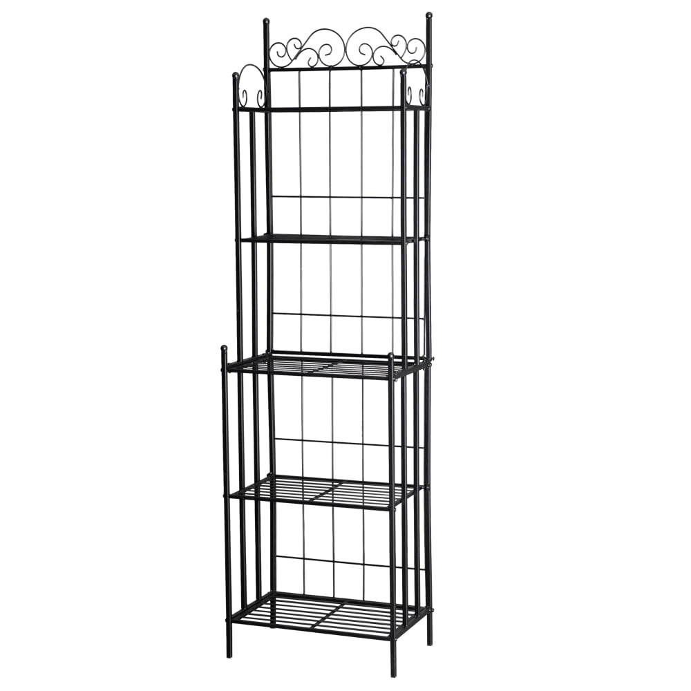 Kepooman 5 Tier Modern Metal Kitchen Dining Baker's Rack, Black Kepooman 5 Tier Modern Metal Kitchen Dining Baker's Rack, Black