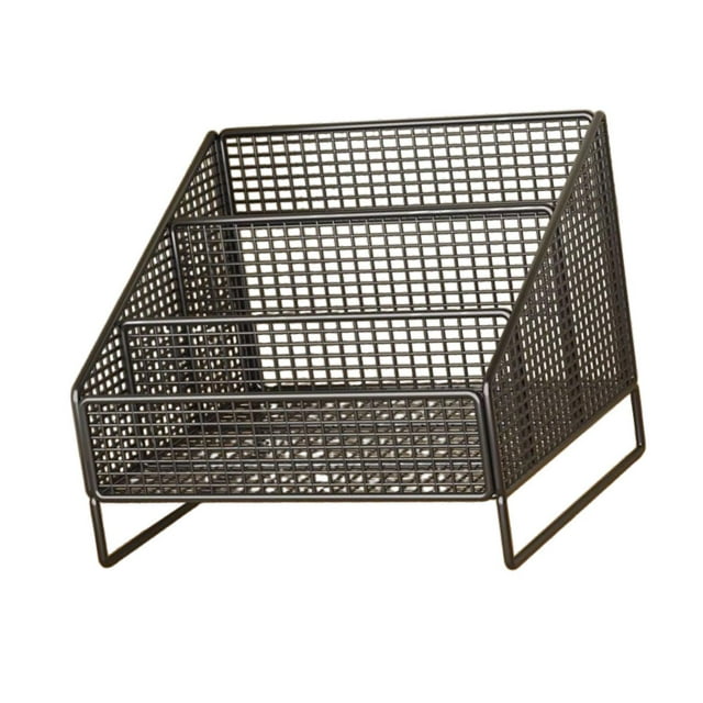 Siruishop Records Display Stand 3 Compartment Storage Rack for Books Brochure Documents 26cmx22cmx24cm
