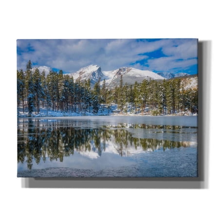 Epic Graffiti 'Sprague Lake First Freeze - Rocky Mountain National Park' by Darren White, Giclee Canvas Wall Art, 34"x26"