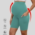 thumbnail image 4 of Bearsland Women's Plus Size Butterluxe Maternity Shorts over The Belly Pregnancy Yoga Shorts Workout Athletic Biker Shorts 2-Pack, 4 of 7