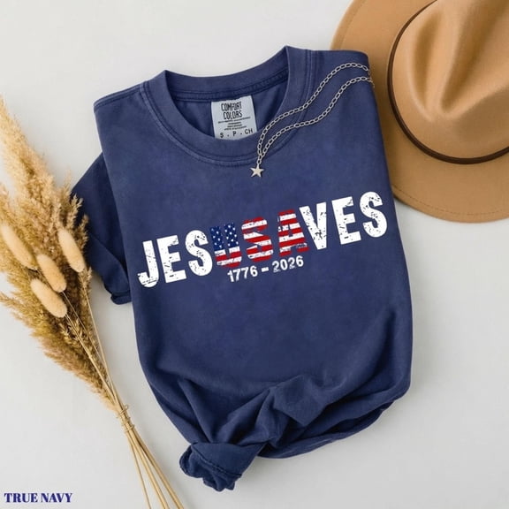 Jesus Saves Tee Patriotic T shirt Faith American Christian Apparel USA Flag Shirt Religious Vintage Style