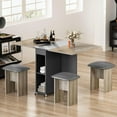 thumbnail image 2 of Furlinkhm Ensemble de Table à Manger Pliante pour 4, Table à Dîner avec 4 Chaises en Cuir et Étagères, Table à Manger Pliable Gain de Place avec 6 Roues, Ensemble de Table de Cuisine pour Petits Espaces (Gris), 2 of 8